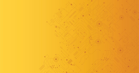 Electronics board. Circuit board electronic hi tech pattern. Vector abstract computer chip. yellow monochrome background  © Wallpaper BD
