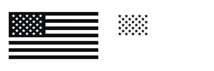 American flag black and white vector illustration minimalist monochrome patriotic symbol design for poster and branding concept. © Mobarok Hossen Munna