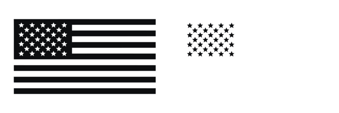 American flag black and white vector illustration minimalist monochrome patriotic symbol design for poster and branding concept.