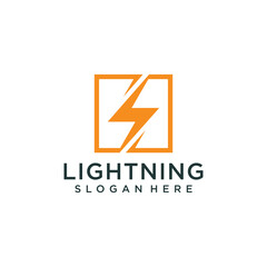 Obraz premium An eye-catching lightning bolt logo design in a square shape with the word LIGHTNING and the option for a slogan below