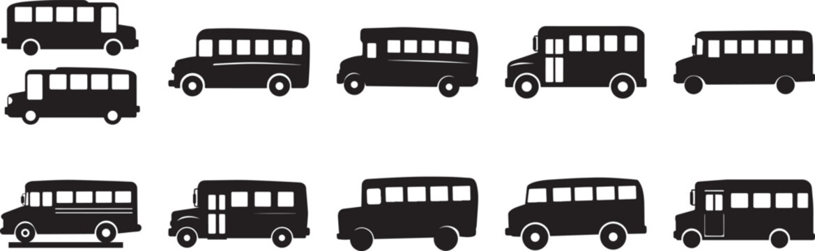 School Bus Silhouette Vector Illustration - Student Transportation and Education Vehicle Icon Isolated on White