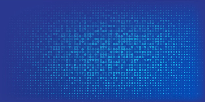 Blue pixel background. Abstract digital pattern with square elements grid. Futuristic dotted mesh with gradient effect. Geometric minimal digital design. Modern vector illustration.