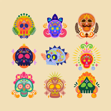 Mexican Object Skull Skeleton Illustration