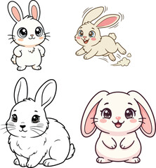 Obraz premium Rabbit cartoon on white background