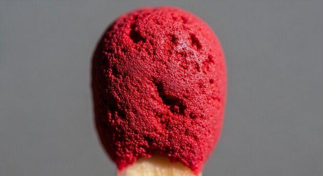 Macro view of a single red matchstick head.