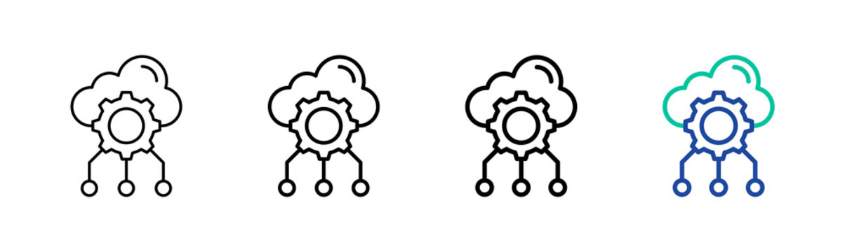 Cloud Computing Icon Collection Different Style Outline