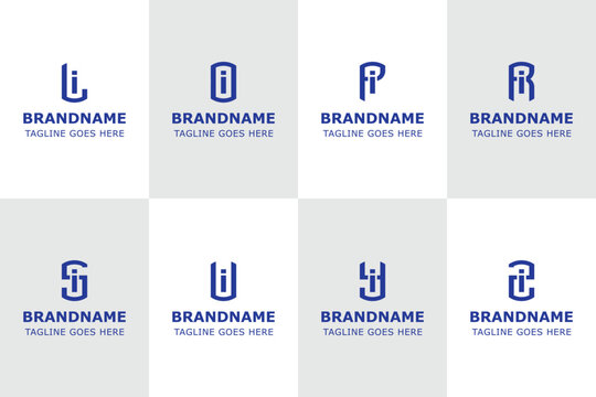 Letters LI OI PI RI SI UI YI ZI Logo Set Modern Monogram