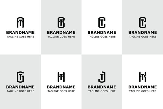 Letters AT BT CT ET GT HT JT KT Logo Set Modern Monogram