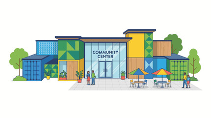 Fototapeta premium Modern Urban Community Center Building Vector