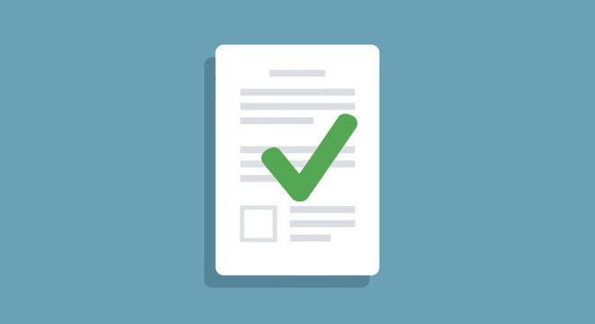 Green checkmark on a form.