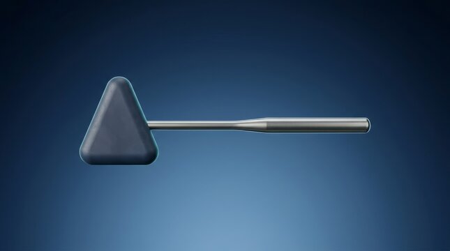 Neurological reflex hammer 3D render, clinical examination tool visualization, medical tendon reflex device, neurology diagnostic instrument model, hospital testing equipment design