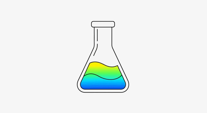 Colorful liquid in a laboratory flask, science experiment, chemical research, vibrant gradient