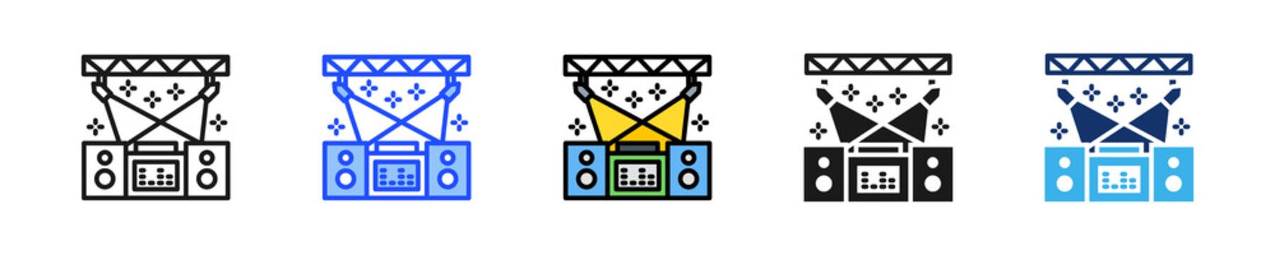 Dj Booth Icon Collection With Multiple Styles