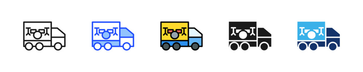 Naklejka premium Music Truck Icon Collection With Multiple Styles