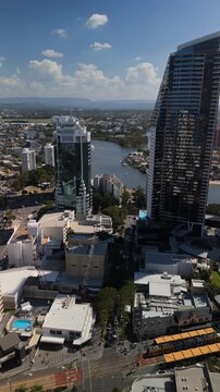 Vertical Aerial of Surfers Paradise Towers and Intercoastal