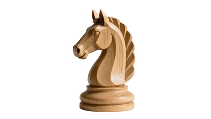 Naklejka premium Natural wood chess knight piece, isolated on transparent background