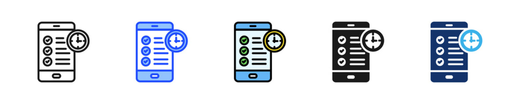 Mobile Agenda Icon Collection With Multiple Styles