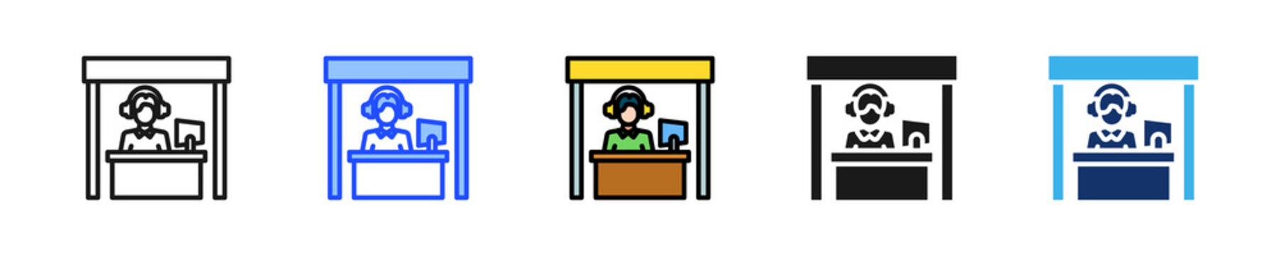 Interpreter Booth Icon Collection With Multiple Styles