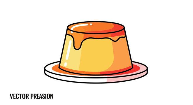 Delicious Caramel Custard Pudding on a Plate, Sweet Dessert