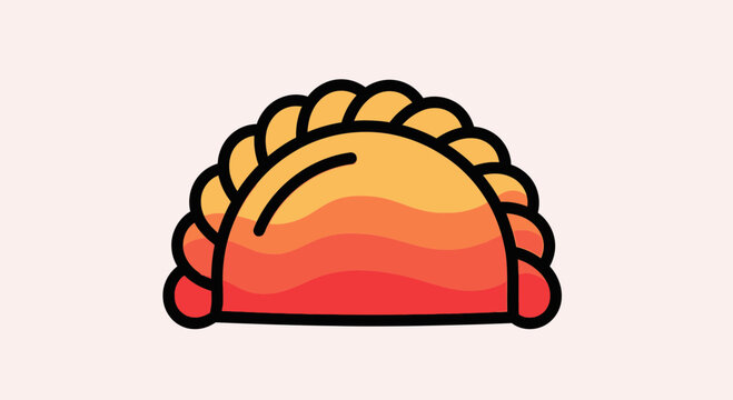 Delicious Empanada Icon: Golden Pastry with Fluted Edges, Isolated on Light Background