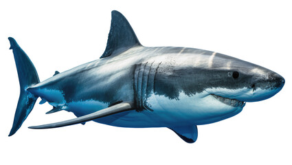 Fototapeta premium Great white shark with sharp teeth, isolated on transparent background