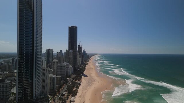 Aerial of Surfers Paradise Beach and Skyline Gold Coast