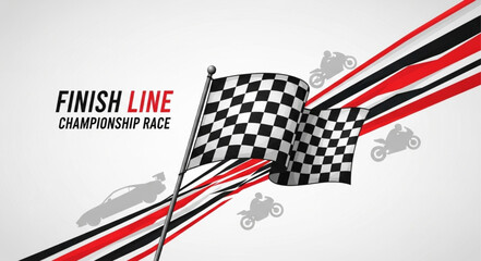 Finish Line Championship Race Flag With Motorcycles. © bagong