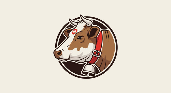 Brown and White Cow Head Portrait.