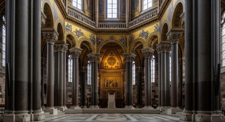 Fototapeta premium The interior of the Papal Basilica of Santa Maria Maggiore in Rome.