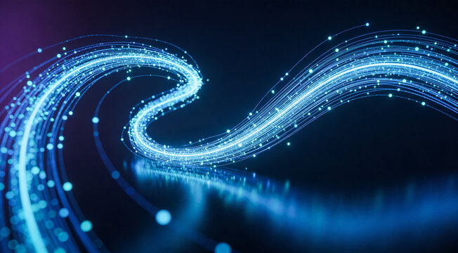 Blue particle infinity wave for technology presentation background