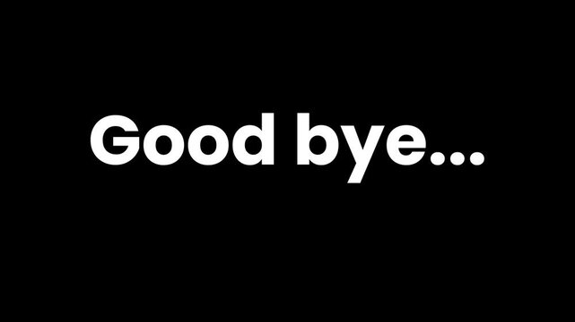 Transparent goodbye animation with white text, perfect for social media posts, presentations, farewell videos, and digital communications.