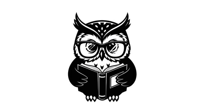 Wise owl reading a book vector illustration for education concept