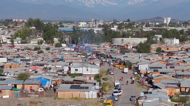 Dense residential area in Chile from above &ndash; housing crisis and urban growth