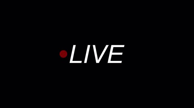Live button Animation on transparent background,  live streaming icon animation, live streaming and broadcast icon with alpha channel.