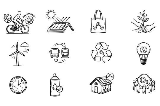 Ozone Layer Protection Hand Drawn Icon Set