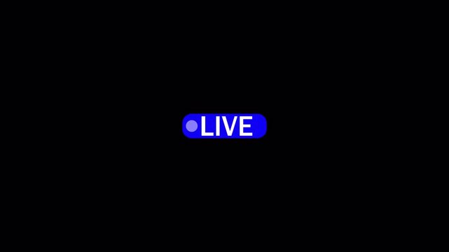 Live button Animation on transparent background,  live streaming icon animation, live streaming and broadcast icon with alpha channel.