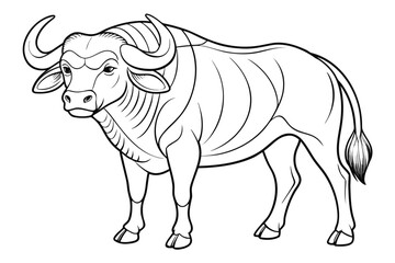 Fototapeta premium coloring-page line art the african buffalo animal black vector