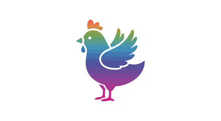 Obraz premium Colorful Rainbow Chicken Icon with Wings Spread