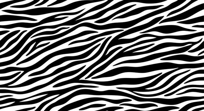 Seamless Zebra Pattern Black White Animal Print Abstract Background