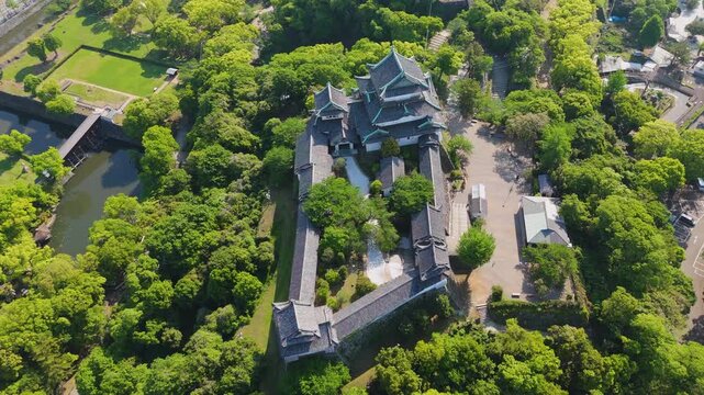 「初夏の和歌山城空撮」和歌山県和歌山市 Aerial View of Wakayama Castle in Early Summer &ndash; Wakayama City, Japan