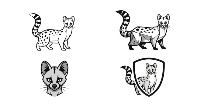 Elegant Genets - A Collection of Black and White Vector Illustrations.
