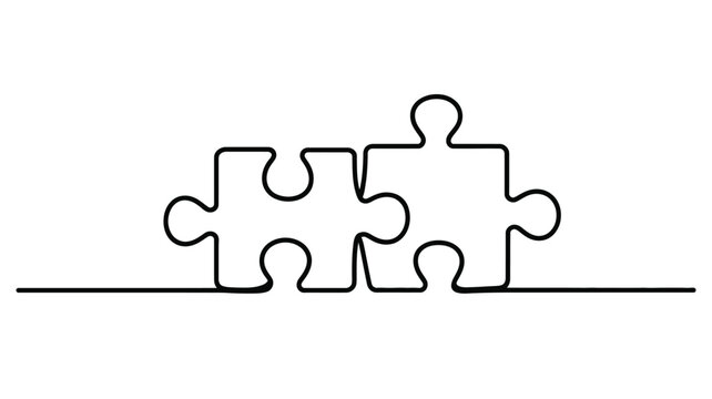 Two puzzle pieces fitting together vector illustration, connection, partnership, teamwork, and solution concept for business, collaboration, and unity design