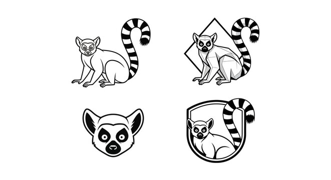 Lemur Illustrations - A Collection of Black and White Designs.