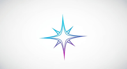 Fototapeta premium Abstract Starburst Logo, Geometric Shape, Gradient Blue Purple, Minimalist Design
