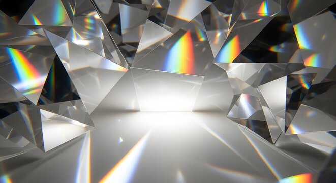 Abstract Geometric Prism Light Refraction Rainbow Spectrum.