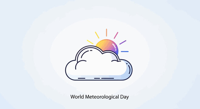 World Meteorological Day: Sun behind cloud, weather forecast, meteorology concept