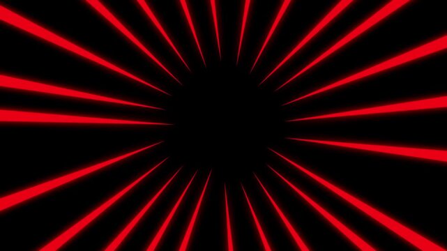 Anime zoom red speed line animation with radial streaks and motion blur on deep black background seamless loop comic style action visual ultra HD 4K
