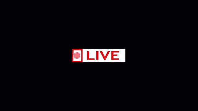 Live button Animation on transparent background,  live streaming icon animation, live streaming and broadcast icon with alpha channel.