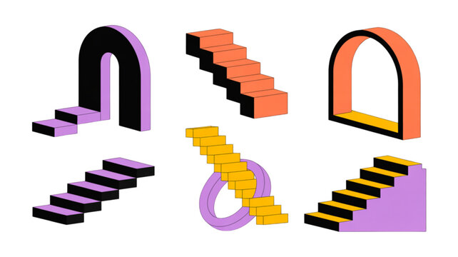 Set of colorful abstract maze and lock icons with keys Vector
