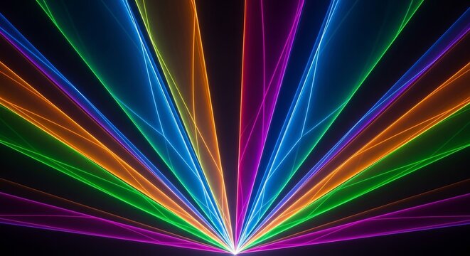 Abstract EDM Festival Background with Vibrant Light Beams and Laser Patterns, Colorful Neon Gradients for Electronic Dance Music Concert Wallpaper